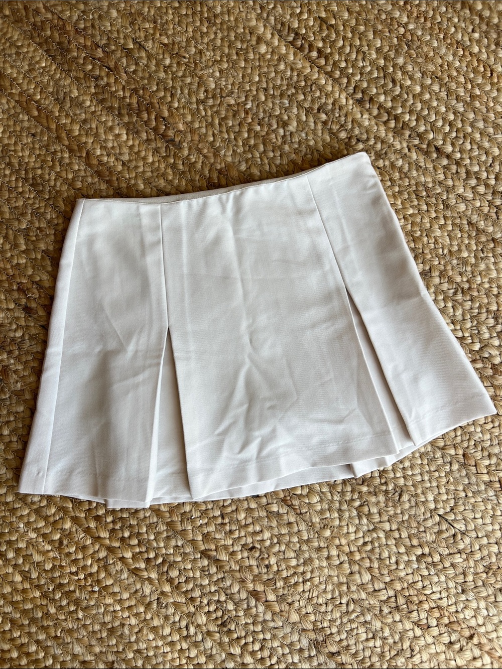 Women’s White Pleated Mini Skirt with Built in Shorts